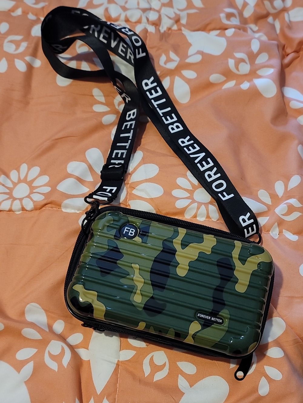 Camouflage Crossbody Sling Bag with 'Forever Better' Strap - Camo